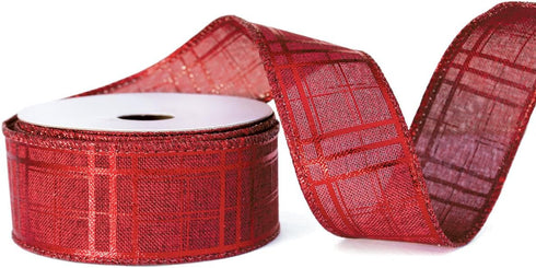 Wired Christmas Ribbon Plaid Set 2.5 Inch 4 Rolls 24 Yards for Decorating Trees, Gift Wrapping, Wreaths, Bows