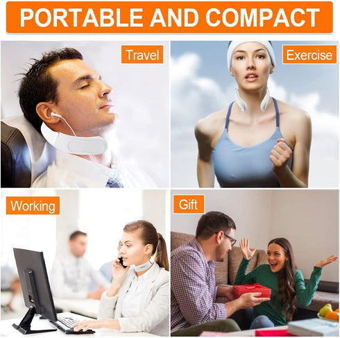 Neck Massager with Heat, Intelligent Portable Neck Massager for Pain Relief, Cordless Pulse with Voice Broadcast & 6