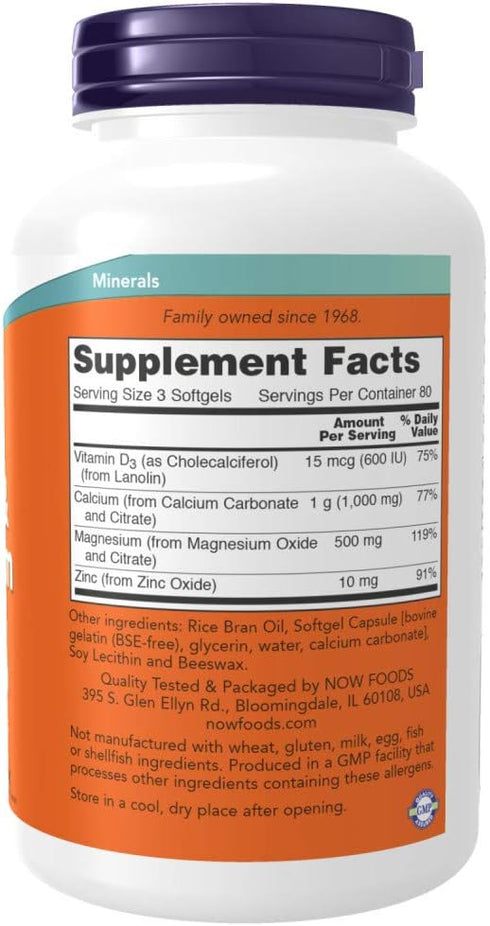 NOW Foods Calcium & Magnesium, 240 Softgel (2 Pack)