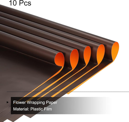 MECCANIXITY 10 Pcs Double Sided Color Flower Wrapping Paper, Orange+Brown, 22.8"x22.8" Waterproof for DIY Crafts
