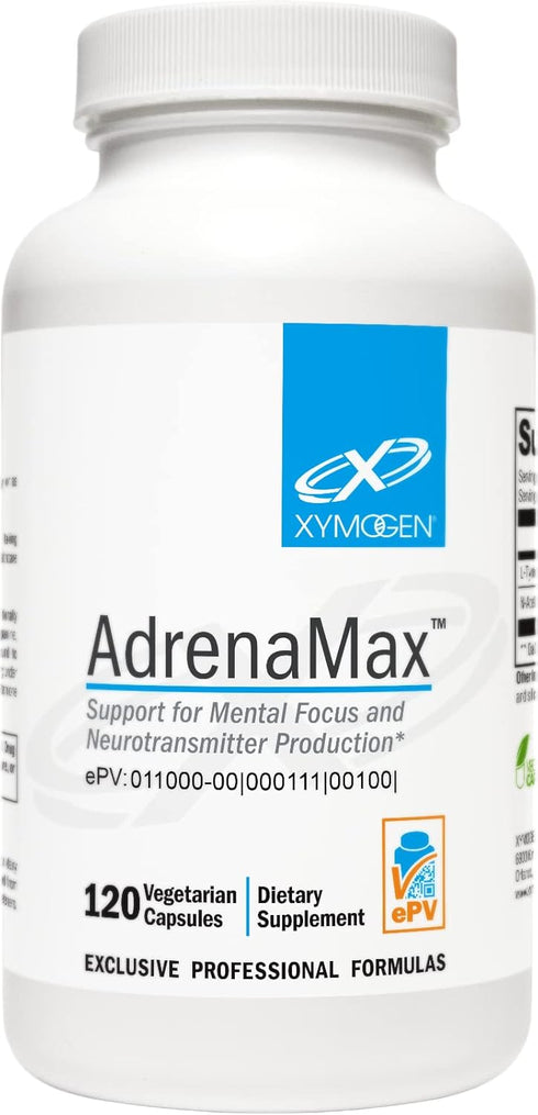XYMOGEN AdrenaMax - L-Tyrosine + N-Acetyl-L-Cysteine NAC Supplement for Mood, Focus, Alertness - 120 Capsules
