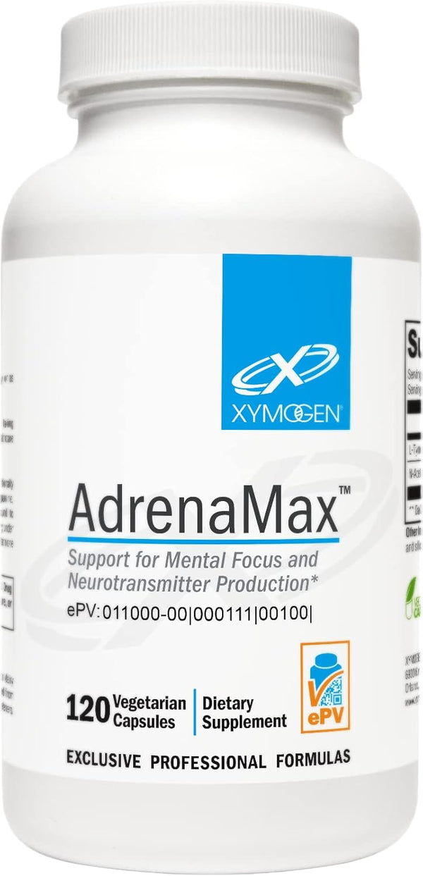 XYMOGEN AdrenaMax - L-Tyrosine + N-Acetyl-L-Cysteine NAC Supplement for Mood, Focus, Alertness - 120 Capsules
