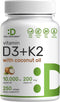 DEAL SUPPLEMENT Sunshine Vitamin D - 10000 IU Vitamin D3 with K2 MK7, Easy to Swallow for Bone & Immune Support