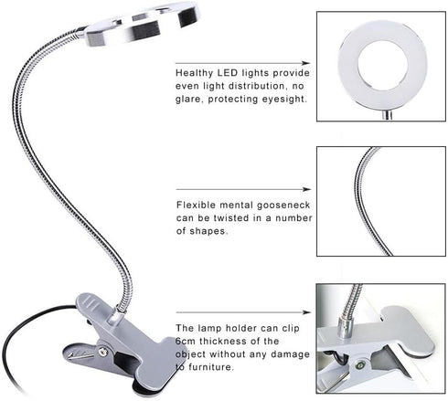 Makeup LED Lights, USB Cosmetic Lamp Eyebrow Lips Beauty Salon Desktop Led Lights with Clip