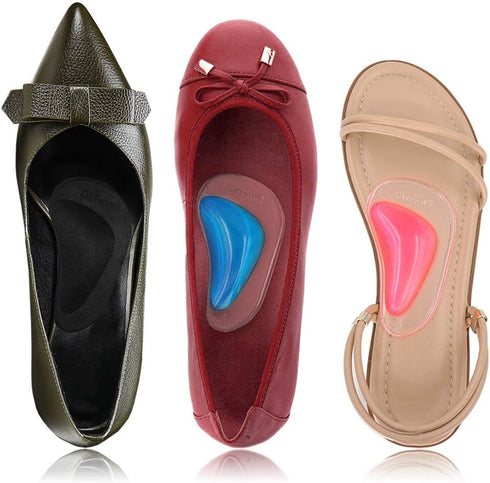 Dr. Foot's Arch Support Shoe Insoles for Flat Feet, Gel Inserts for Plantar Fasciitis, 6 Colors - 6 Pairs