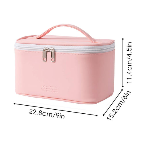 Makeup Bag by Meiyuuo, Medium Travel Pouch for Women, Waterproof Cute Toiletry Case (Light Pink)
