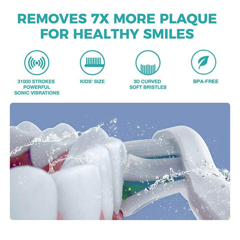 Vekkia Sonic Rechargeable Kids Electric Toothbrush - 3 Modes, 24000 Strokes, IPX7 Waterproof, 2-Min Timer