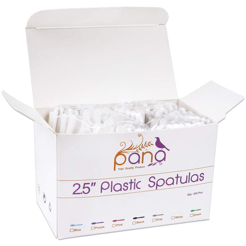 PANA 200pcs Disposable Plastic Spatulas for Cosmetic Make Up, 2.5" Skin Care Facial Cream Mask (WHITE-200 Pieces)