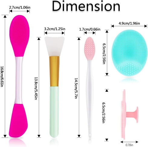 5PCS Silicone Face Scrubber Set, Lip Scrub Brush and Cleansing Brush for Men Women, Exfoliating Face Tool