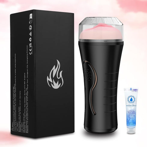 Rewuwa 7.5" Mens Sex Toys Male Masturbator, Vibrating Masturbator Squeezable Pocket Pussy for Men with Depth Lifelike