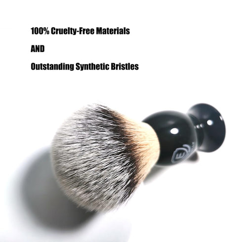Premium Shaving Brush Kit - 3 in 1 Set for Men with Badger Synthetic Hair Brush, Stainless Steel Soap Bowl, Safety