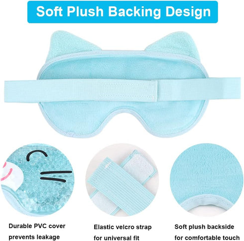 NEWGO Kids Ice Pack Eye Mask, Reusable Hot Cold Therapy Gel Eye Mask with Soft Plush Backing
