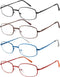 EFE Metal Frame Reading Glasses, 2.5 Wire Lightweight Spring Hinge Eyeglasses, 4 Pack Mixcolor