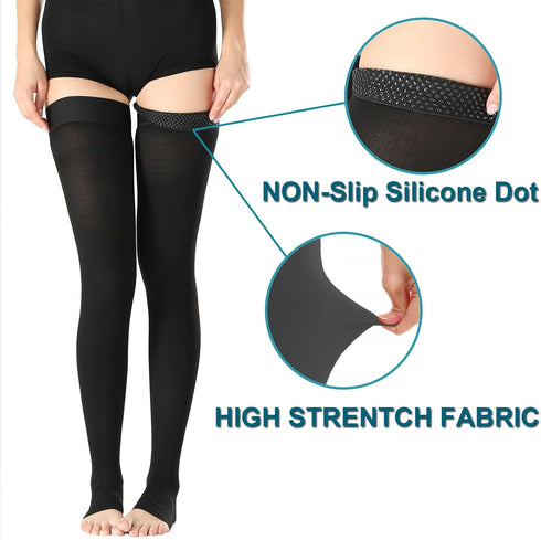Men,20-30 mmHg Thigh High Medical Compression Stockings for Women & Thigh High Compression Socks,Open Toe Graduated
