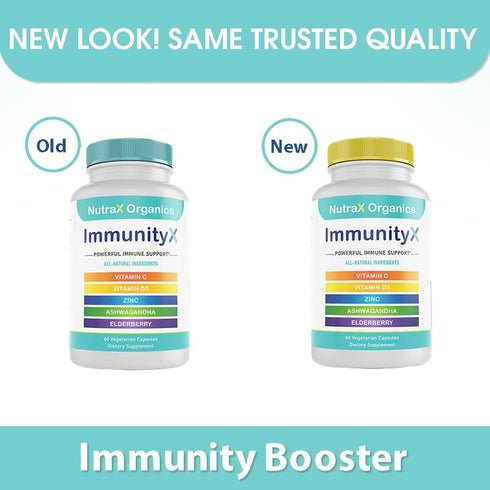 All-in-One Organic Immune Support Supplement 60 Vegan Capsules - Elderberry 500mg, Ashwagandha 500mg, Vitamin C and Zinc