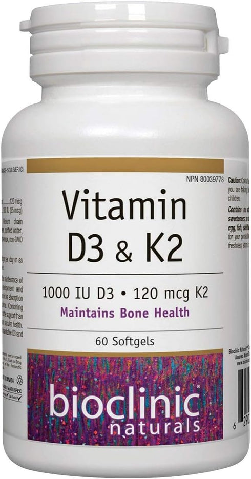 Bioclinic Naturals Vitamin D3 & K2, 60 Gels