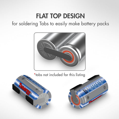 Tenergy 3800mAh Propel Sub C NiMH Flat Top Rechargeable Battery