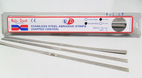 Dental Orthodontic Stainless Steel Polishing Strips, Double Sided Center Gap, 12 Strips per Box