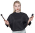 PERFEHAIR Short Makeup Comb Out Cape - Makeup Salon Artist Hair Styling Cutting Barber Cape Apron Bib for Clients, Black