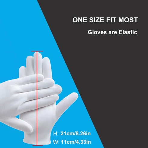 White Cotton Glove 24 Pieces, Washable Eczema Moisturizing Glove for Sleeping, One Size Fit Most Overnight