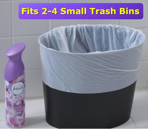 4 Gallon Trash Bags, Lavender Scented, 200 Count, White Bathroom Garbage Bags, Mini Wastebasket Can Liners