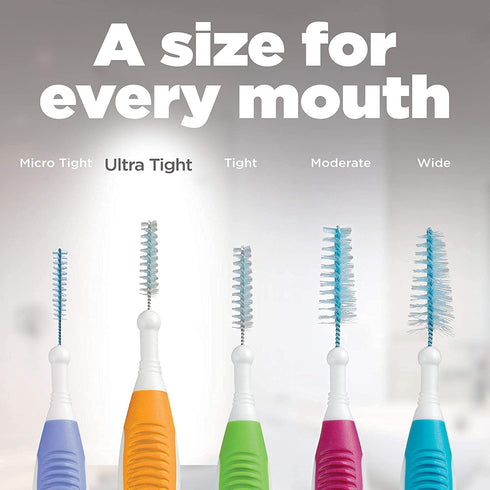 GUM Proxabrush Go-Betweens - Ultra Tight Interdental Brushes, Soft Bristled Dental Picks for Plaque Removal & Gum