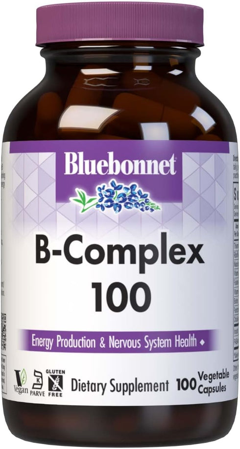 Bluebonnet Nutrition B Complex - Complete Full Spectrum, Vitamin B6, B12, Biotin, Folate, Vegan, Vegetarian, Gluten,