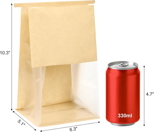 Ocmoiy 50 Pack 6.3x5.1x10.3 Inches Packaging Bread Bags for Homemade Breads, Resealable Tin Tie Tab Lock Bakery Bags