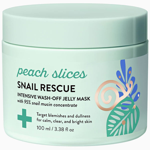 Peach Slices Snail Rescue Intensive Treatment Wash-Off Face Mask, 95% Snail Mucin, Refreshing & Calming, 3.38 oz