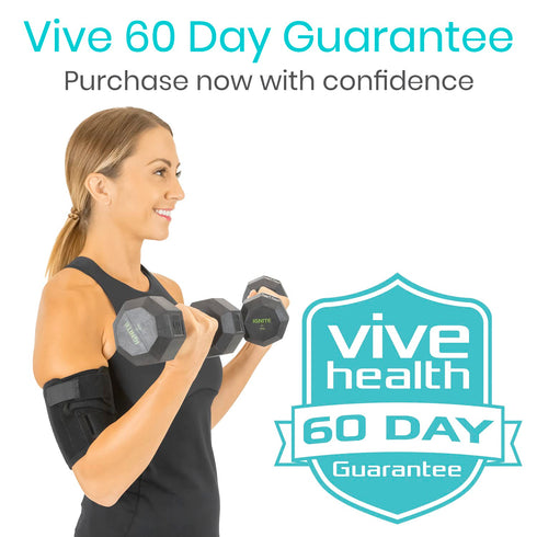 Vive Bicep Brace Compression Sleeve - Tendonitis Upper Arm Support Brace for Pain Relief, Comfortable & Adjustable