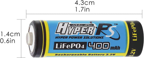 HyperPS (16-Pack) 3.2V LiFePo4 14430 (14 43mm) 400mAh x Rechargeable Battery for Solar Panel Light, Tooth Brush