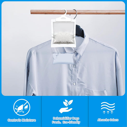 ZSZMFH 12 Pack Moisture Absorber Hanging Bags, Fragrance Free Humidity Packs for Closet Dehumidifier