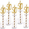 50th Birthday Paper Straw Decor, 24-Pack Real Gold Glitter Cut-Out Numbers for Happy 50 Years Party