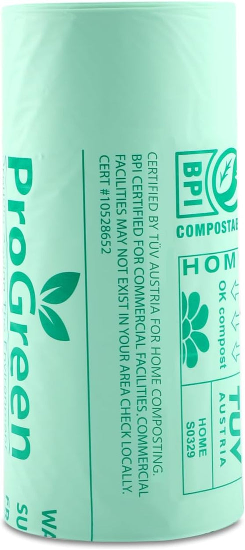 ProGreen 33 1.1 D6400 Compost Bags Gallon Compostable Trash Bags, Extra Thick Mil, Compost Kitchen Bin Bags, Food