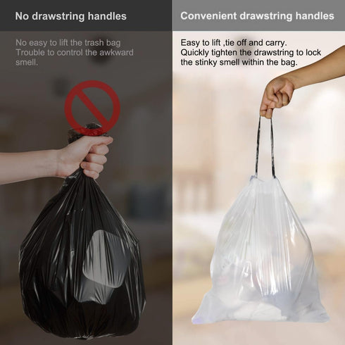 Small Trash Bags, 1.2 Gallon, 75 Counts, Black Drawstring Trash Can Liners for Home Kitchen Bedroom