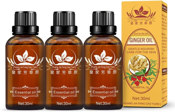 HuaQing 3 Pack Ginger Lymphatic Drainage Massage Oil,Promote Blood Circulation Metabolism SPA Gifts