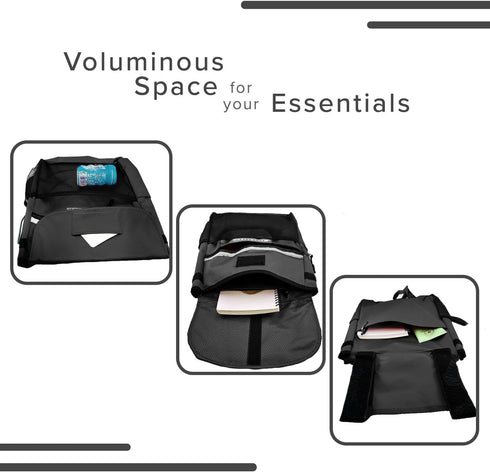 AlveyTech Water-Resistant Saddle Bag (Large, Black) - For Mobility Scooters, Wheelchairs, & Power Chairs - Lightweight