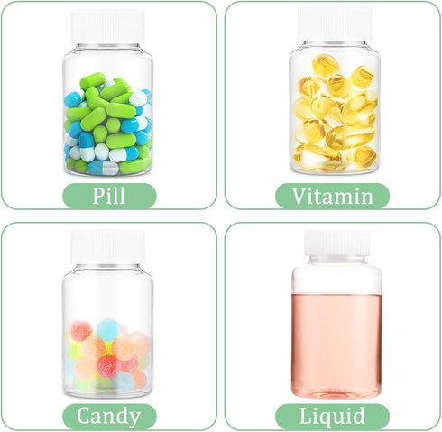 Sibba Clear Pill Bottle 6 Pcs Transparent 30ML Medicine Organizers, Leak Proof Caps for Toiletries Storage