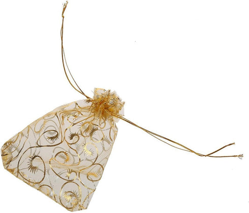 Wedding Favors Small Gift Bags, 100pcs Gold Organza Bags 3.9x4.7 Inch (10x12cm) for Party Favor Bags