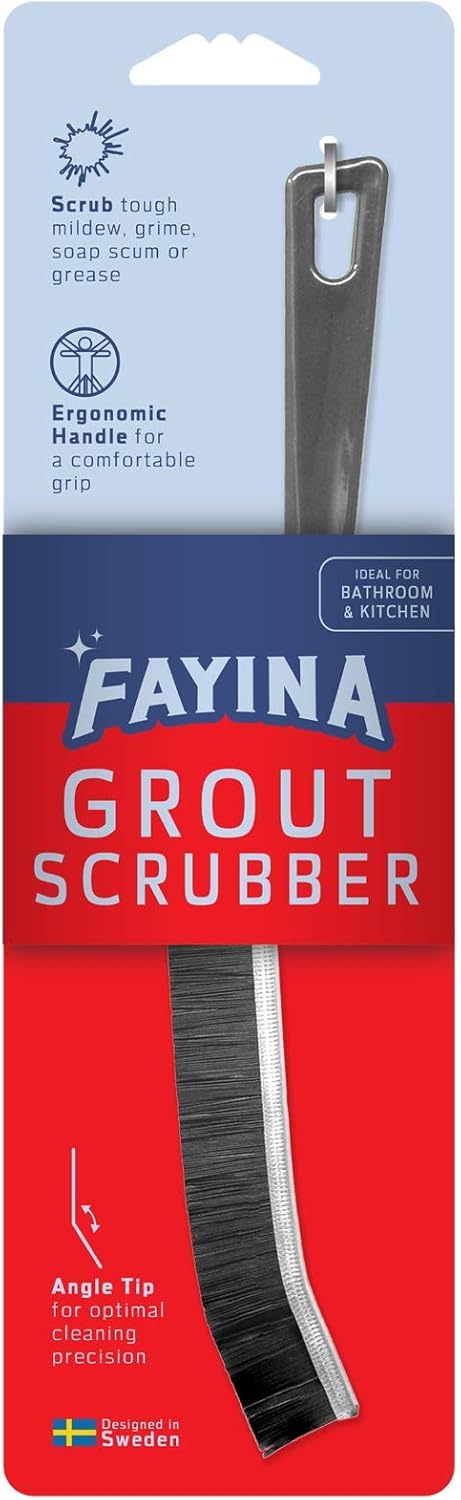 Grout Cleaner Scrub Brush - Deep Tile Joints Cleaning Tool with Stiff Angled Bristles for Showers & Kitchens