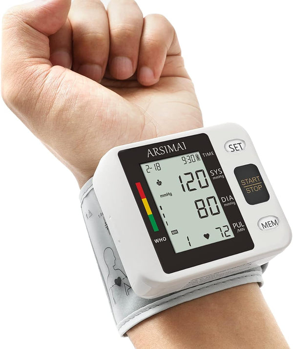 Wrist Accurate Automatic High Blood Pressure Monitor, Portable LCD Screen with Storage Case and Adjustable Cuff