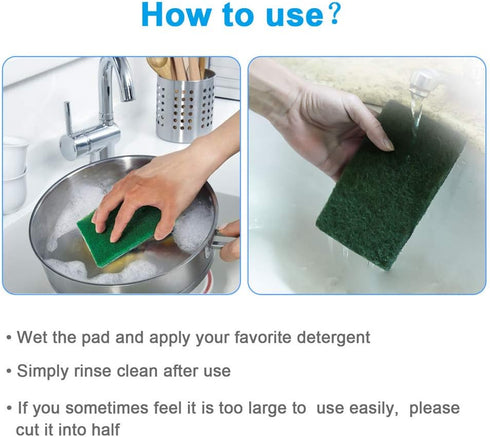 8PCS Scouring Pad, Premium Heavy Duty Reusable Household Green Dish Scrubber for Kitchen & Metal Grills