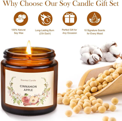 Set 10 Pack, Scented Candles for Women Gifts, Soy Wax Candle Long Lasting Aromatherapy Candles for Home, Birthday