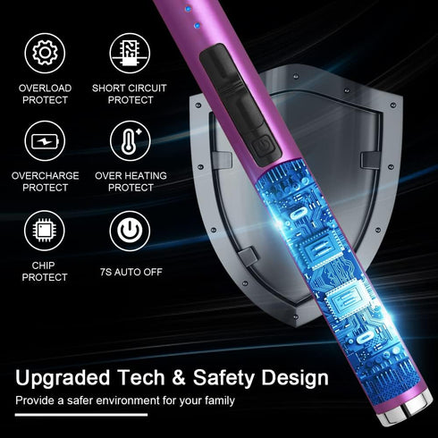 MeeToo Candle Electric Lighter, Rechargeable USB Type-C Lighter for Candle BBQ Camping Fireworks, Purple