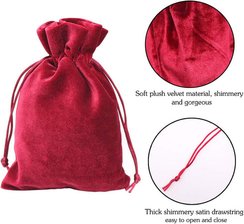 HRX Package Soft Velvet Gift Bags, 5.1x7.8 inch Velvet Drawstring Pouches for Tarot Rune Jewelry, 4 Pack