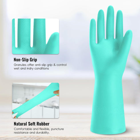 Reusable Rubber Gloves for Dishwashing, 4 Pairs, Household Cleaning Gloves for Washing Dishes, Small