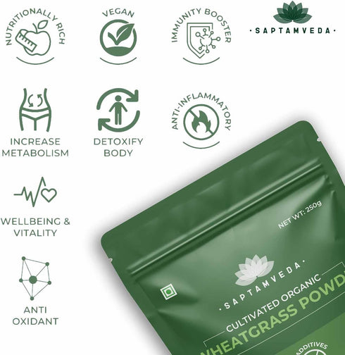 Organic Wheat Grass Powder (8.8 Ounce/250gm), Non-GMO, Vegan Superfood for Antioxidant, Energy, Detox, Immunity Booster