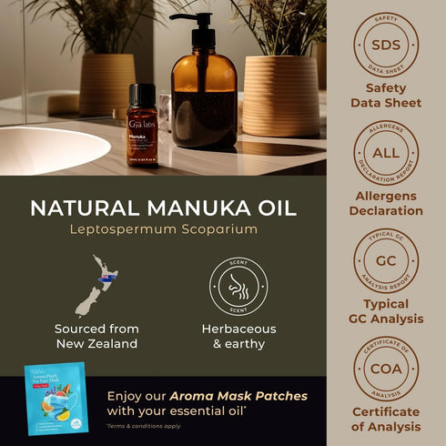 Gya Labs Manuka Essential Oil for Skin - 0.34 Fl Oz, 100% Pure Natural Oils for Aromatherapy & Candle Making