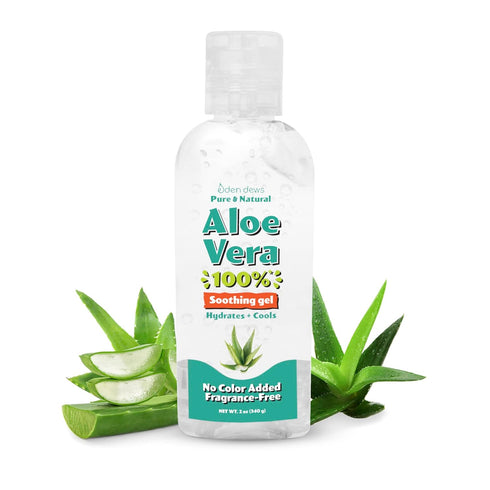Travel-Size Aloe Vera Gel for Dry Skin, 100% Pure Organic Moisturizing Face & Hair Care, 2 oz