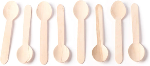 HUJI Eco-Friendly Wooden Spoons, Disposable Wood Cutlery, 50 Spoons, 6.1"